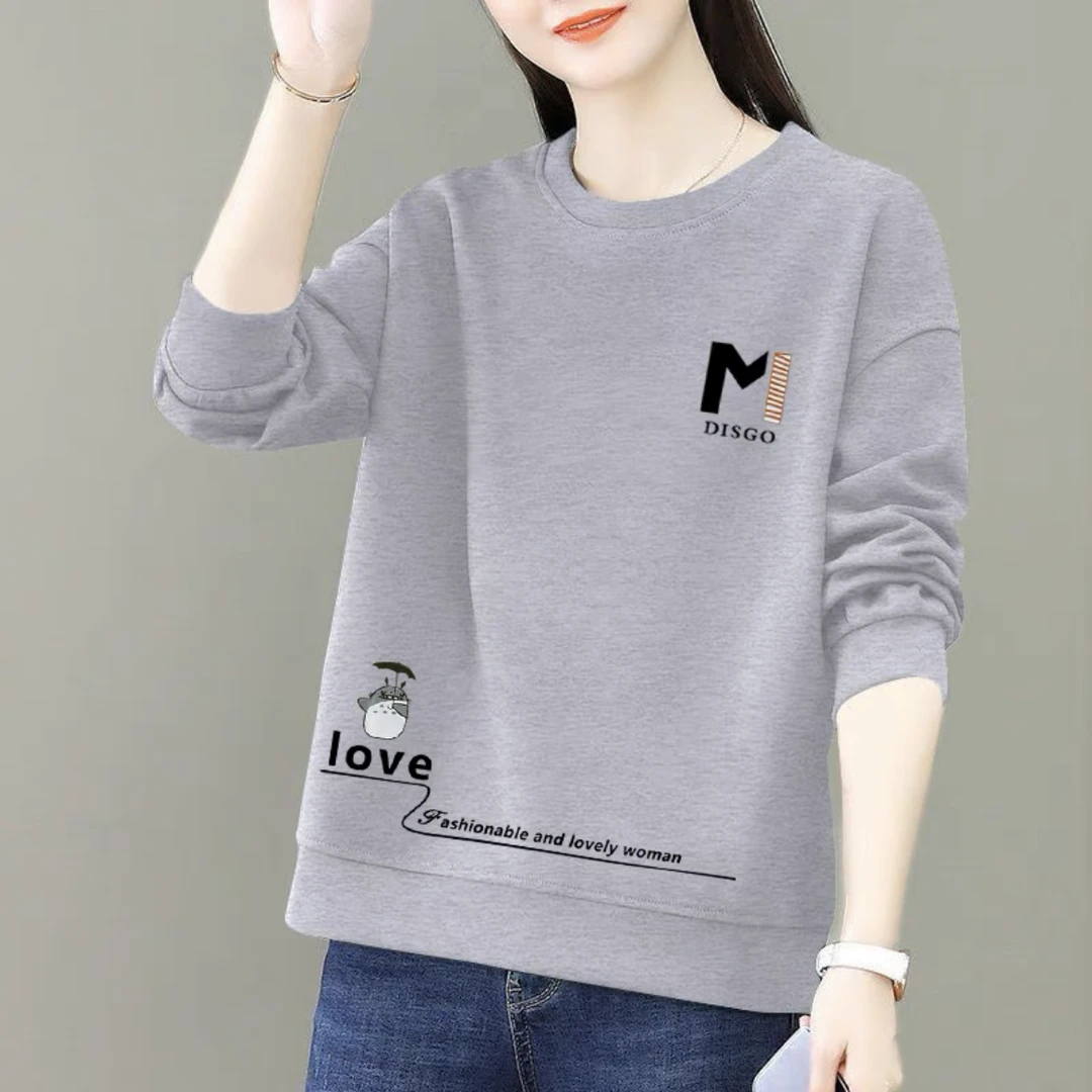 大码胖mm圆领卫衣女士秋冬季2025新款韩版宽松休闲加绒保暖上衣潮