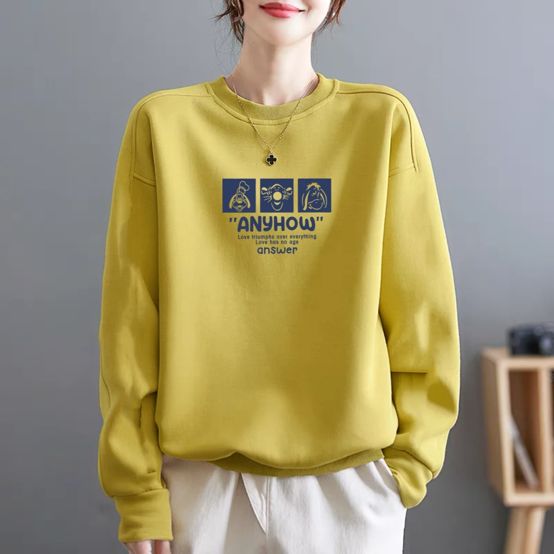 圆领卫衣女士2025秋冬季新款大码胖mm宽松休闲套头上衣小个子外套