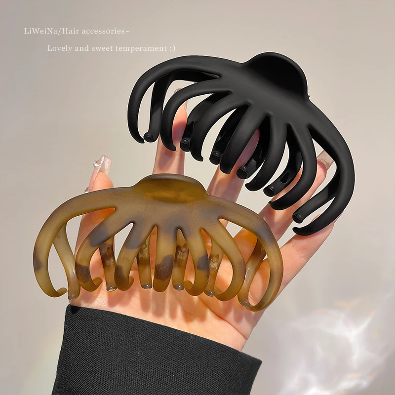 非金属发饰 法式复古磨砂发夹女后脑勺盘发抓夹南瓜夹简约鲨鱼夹