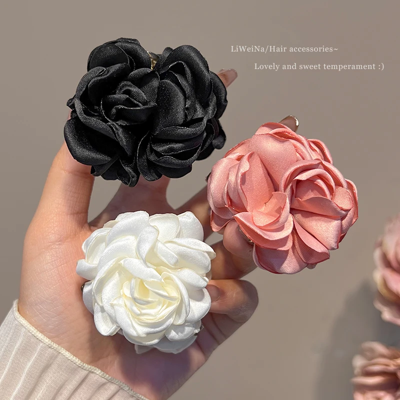 MichuGo超仙花朵发夹半扎发抓夹气质鲨鱼夹百搭2024新款发卡头饰