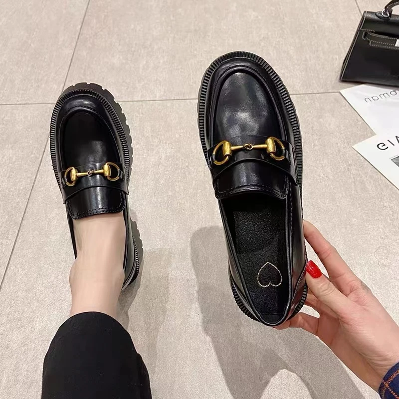 百搭复古英伦风厚底乐福鞋