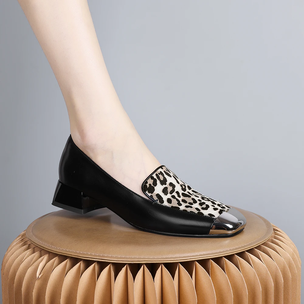 2024年新款欧美风上班久站舒适不累脚拼接乐福鞋单鞋舒适百搭0206