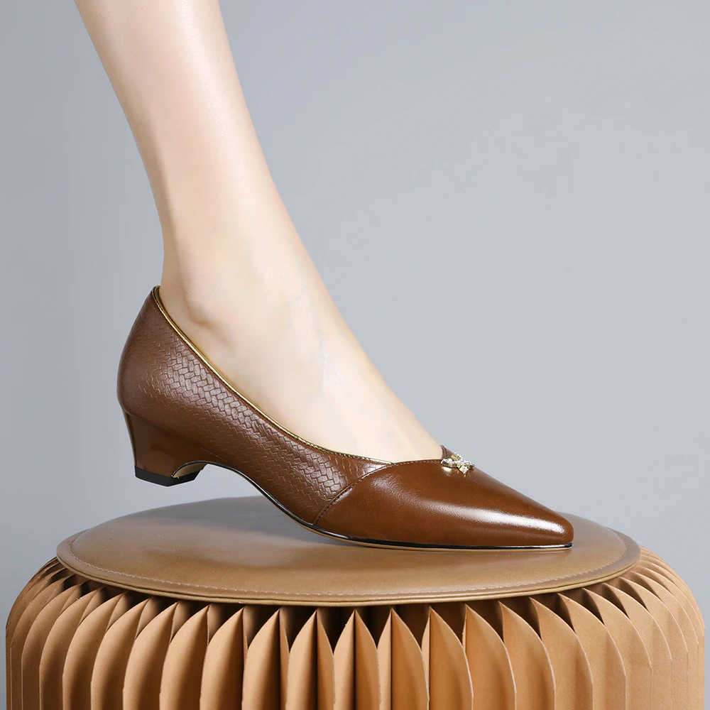 妮彩诗2024年新款欧美气质单鞋女高级感时尚女鞋舒适气质百搭1423