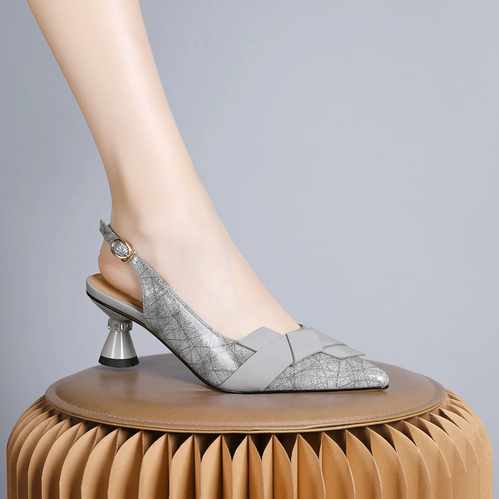 妮彩诗2024年新款法式仙女风包头凉鞋气质名媛风女鞋百搭粗跟2159