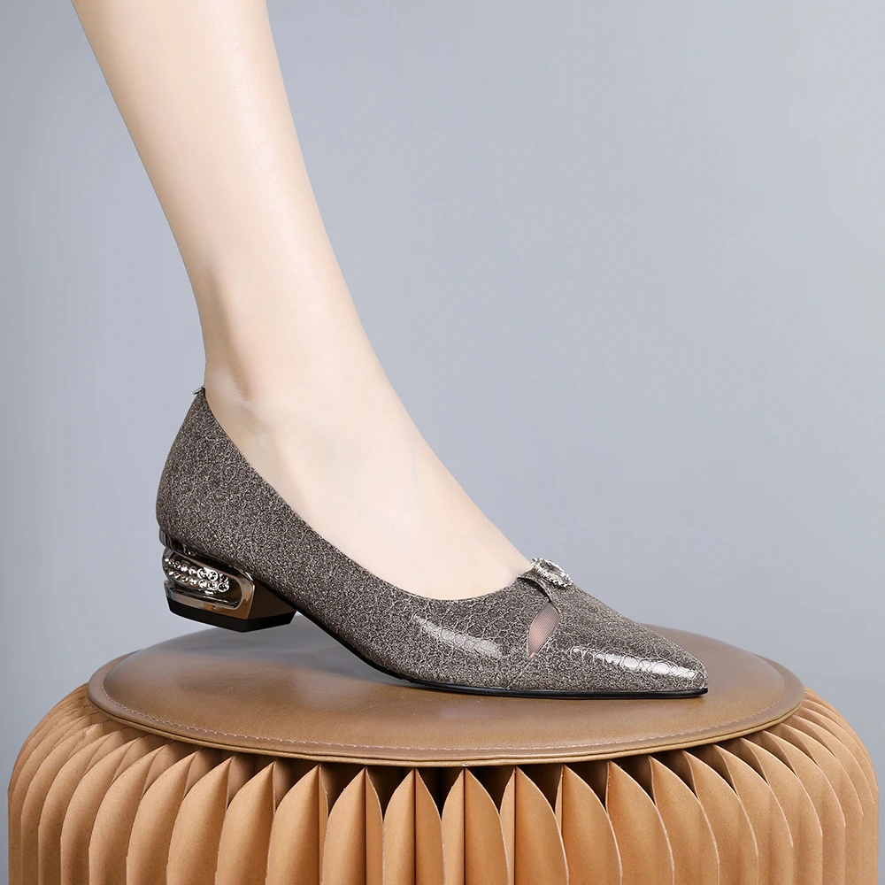 妮彩诗2024年春款欧货女鞋时尚单鞋百搭气质优雅粗跟百搭尖头1830