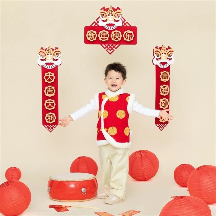 【中国红马甲小童婴幼儿】保暖秋冬外穿喜庆马甲