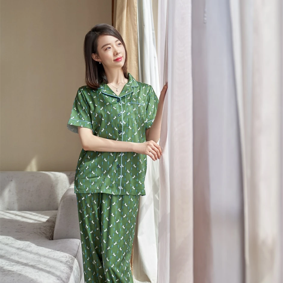 睡衣舒适休闲春夏薄款女士睡衣印花设计