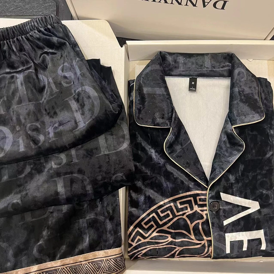 【哲哲哥】金钻绒睡衣软丝男女同款网红家居服套装情侣可外穿