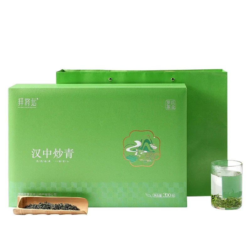 拜将坛汉中炒青绿茶自饮浓香口粮茶老陕青一级礼盒300g