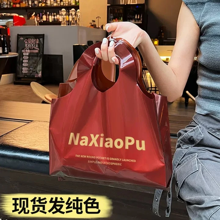 安克拉红服装袋现货手提袋时尚简约礼品袋手提式袋子塑料袋包装袋