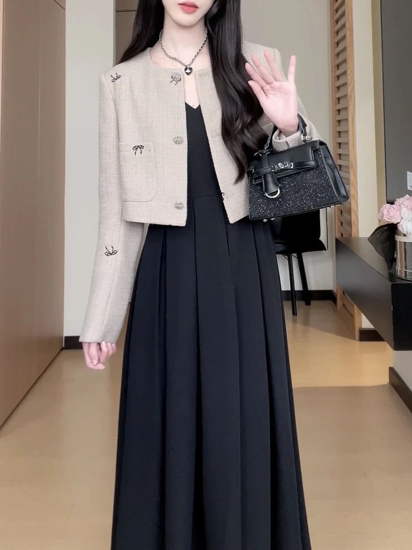 松本丧丧重工蝴蝶结刺绣设计感香香编织短外套B242O0057