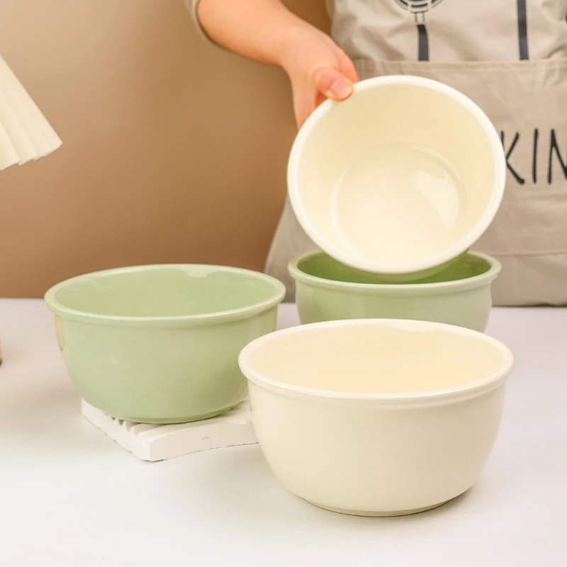 富彩陶瓷双色奶油宽边系列6英寸宽边汤碗家用汤碗