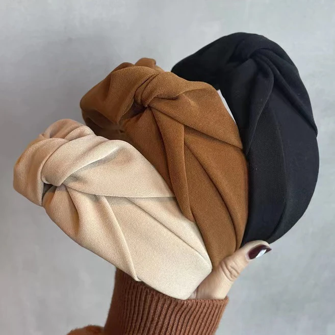 秋冬绒面布艺打结发箍高颅顶发捆简约气质宽边头箍发卡韩版头饰