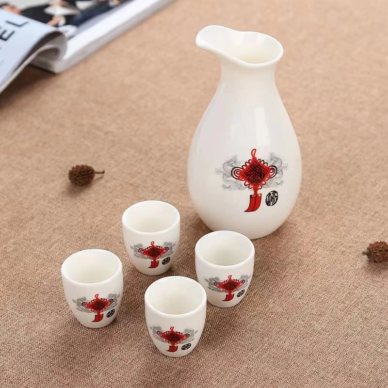 一壶四杯9.9中国结陶瓷酒壶酒具5件套装中式白酒分酒器白酒壶