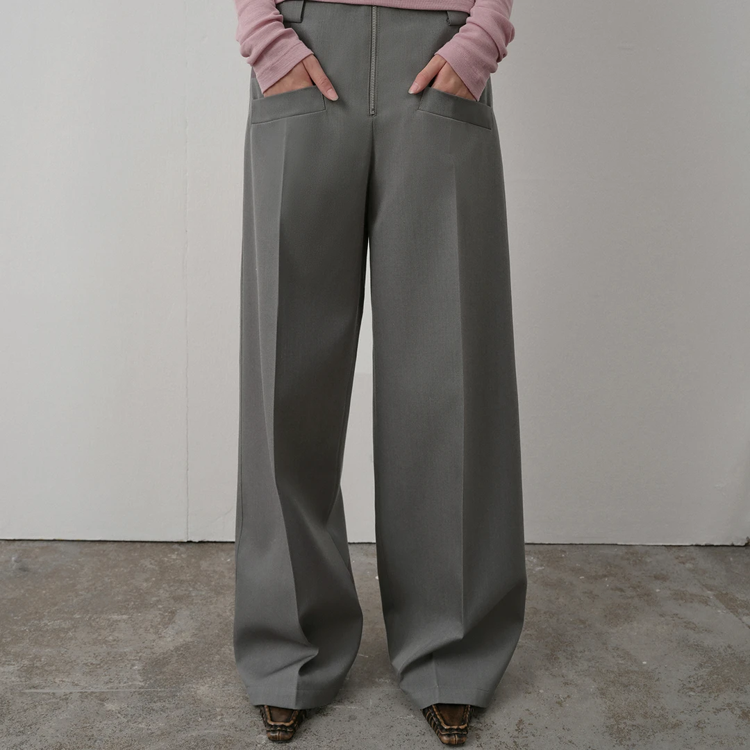 RandomPiece23 精纺羊毛 立体廓形休闲阔腿西裤