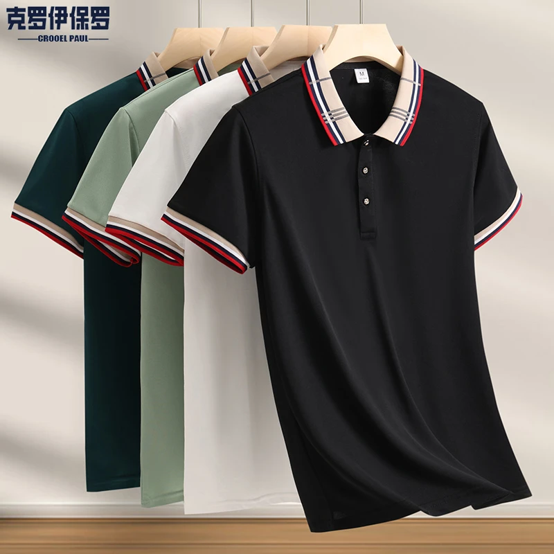 克罗伊保罗夏季男士短袖polo衫轻奢商务休闲翻领T恤透气百搭纯色