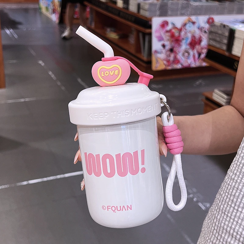 富全米洛搅拌保温杯女生高颜值吸管水杯情侣便携大容量随行水杯