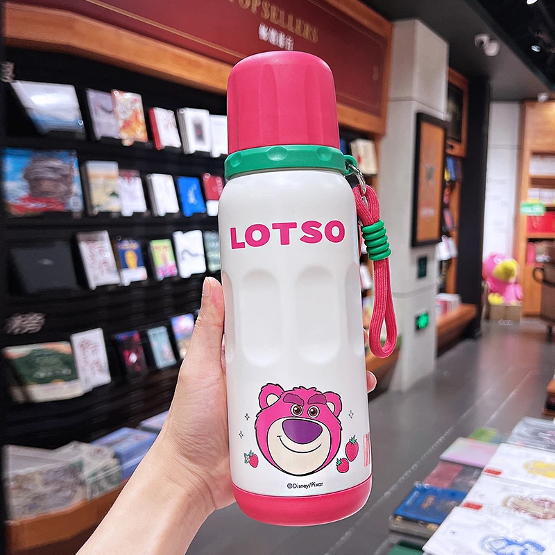 草莓熊保温杯儿童上学专用带吸管水杯子男孩卡通三饮水壶防摔便携