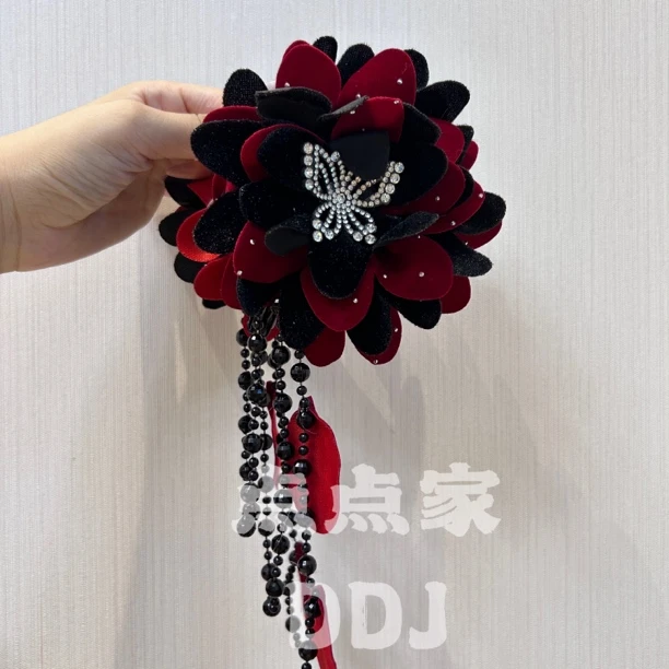 【绒花】百搭温柔简约气质花朵流苏抓夹