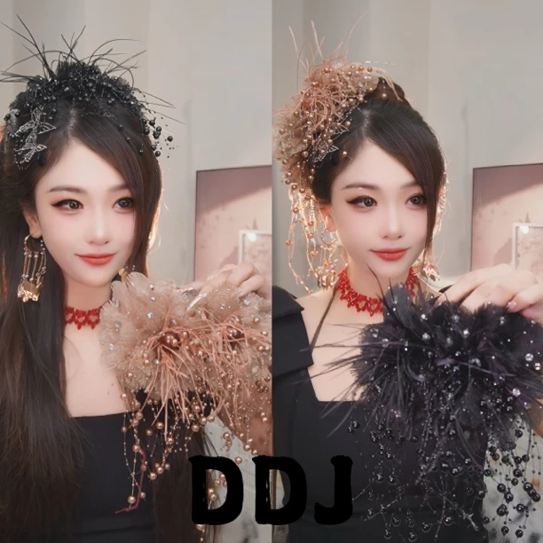 【星球】个性轻奢重工百搭花朵满钻流苏抓夹