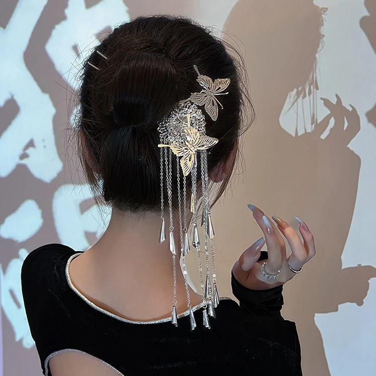 古风气质温柔灵动蝴蝶流苏发簪