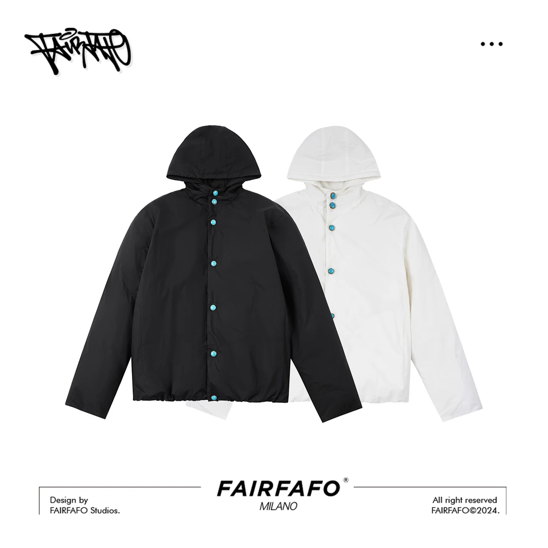 FAIRFAFO林肉肉【蓝扣子棉服】设计感连帽休闲棉服外套LG4WD0115