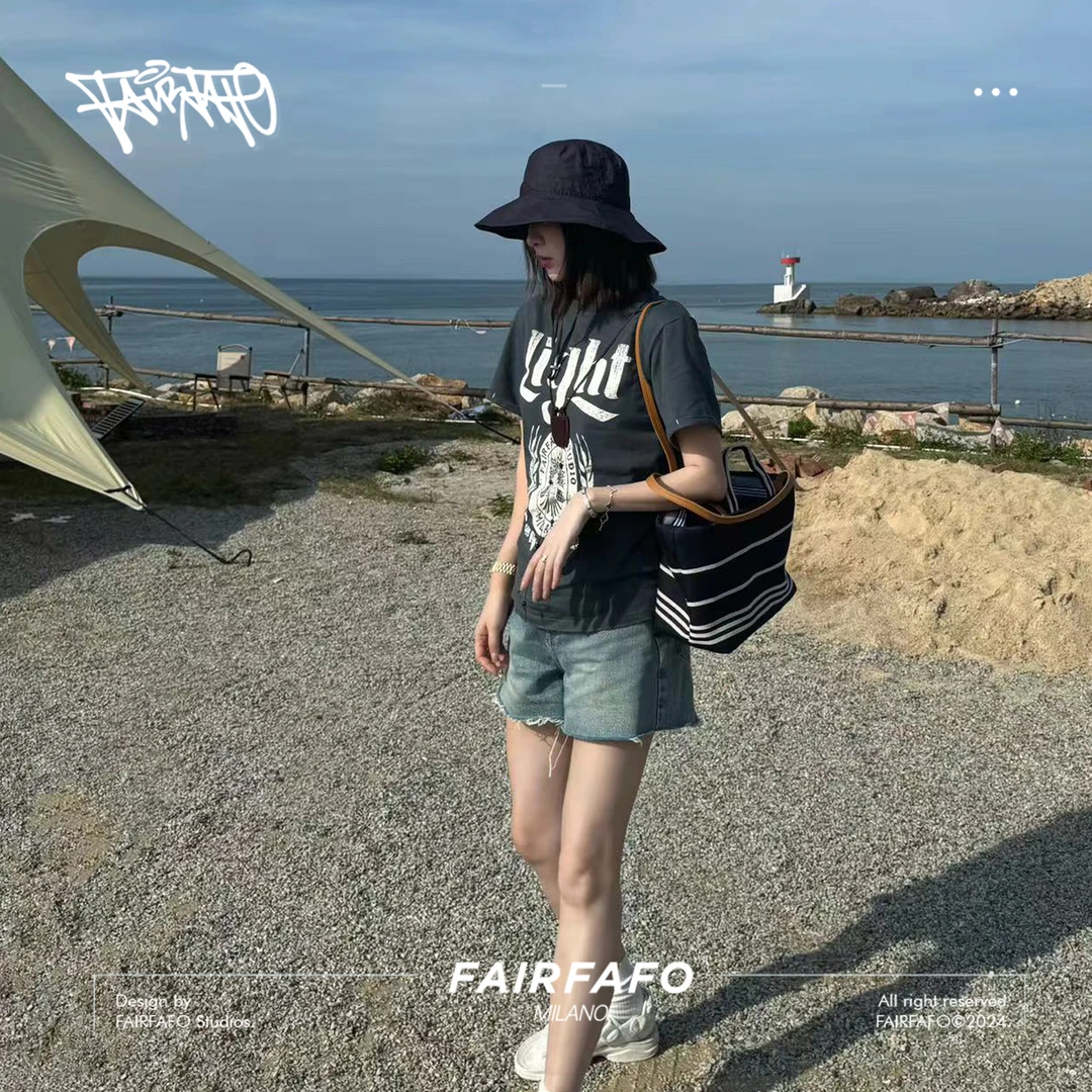 FAIRFAFOFAIRFAFO林肉肉【做旧印花圆领短袖】TXAL45174