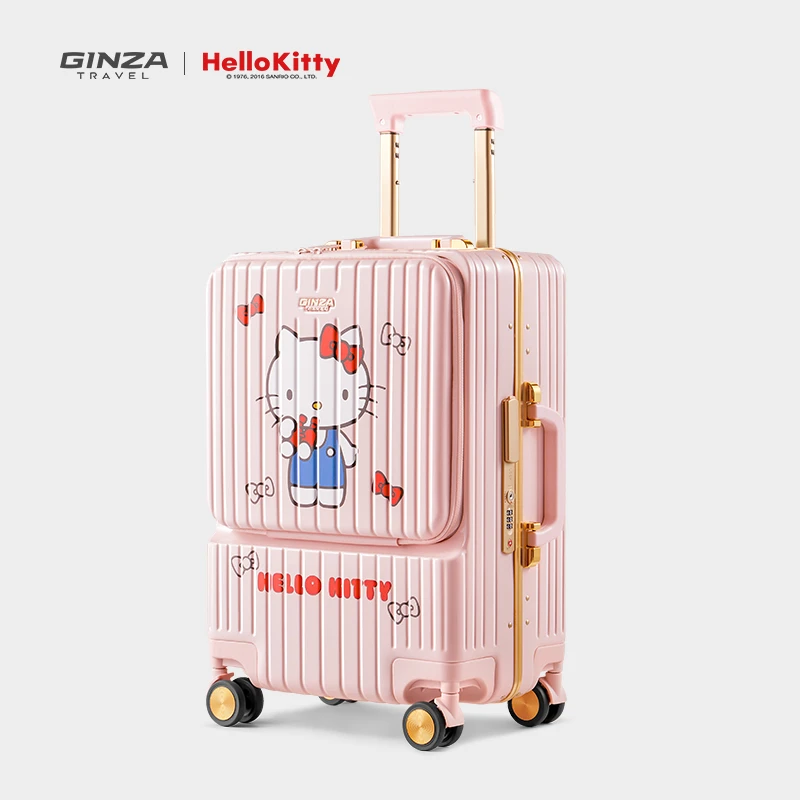 银座特惠定制前开盖可爱商务风铝框银座hello kitty旅行箱6661KHK
