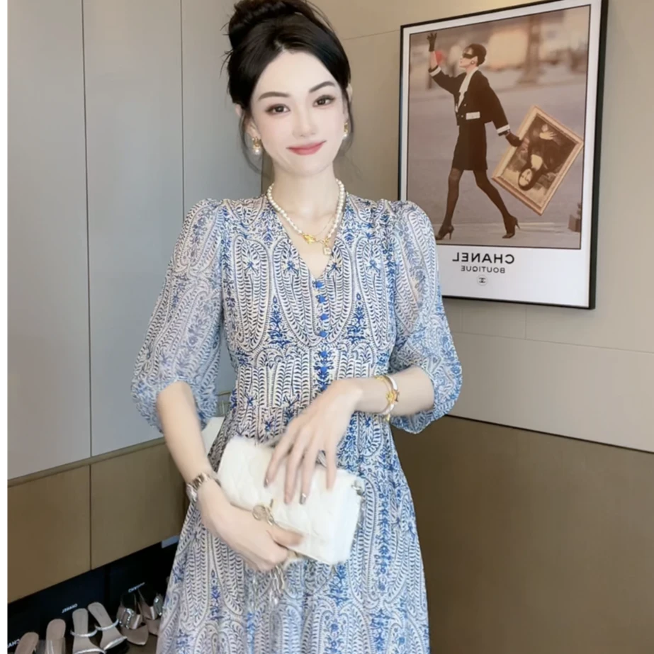 【深圳南油】【E272】2024新款高端春夏超显瘦连衣裙桑蚕丝连衣裙