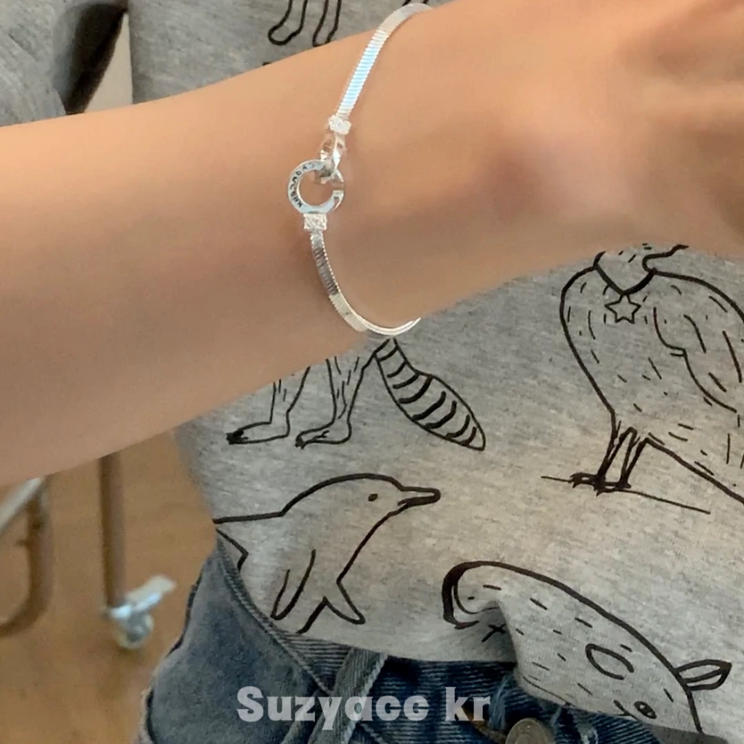 Suzyacc Kr 925银手链 时尚百搭环环相扣冷淡风手链气质DC0021