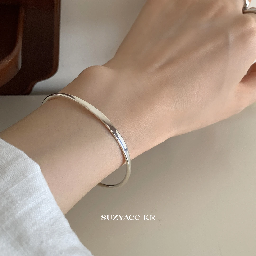 Suzyacc Kr 925银手链 极简风纯银开口手镯轻奢时尚气质小众C2197