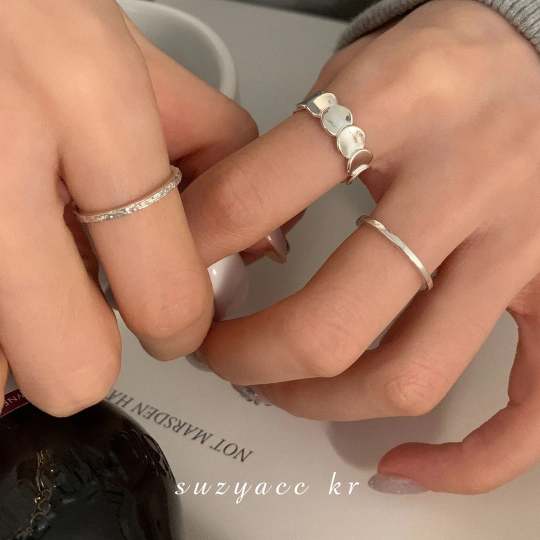 Suzyacc Kr 925银戒指 鱼鳞圆片纯银戒指时尚气质小众简约DJ0048
