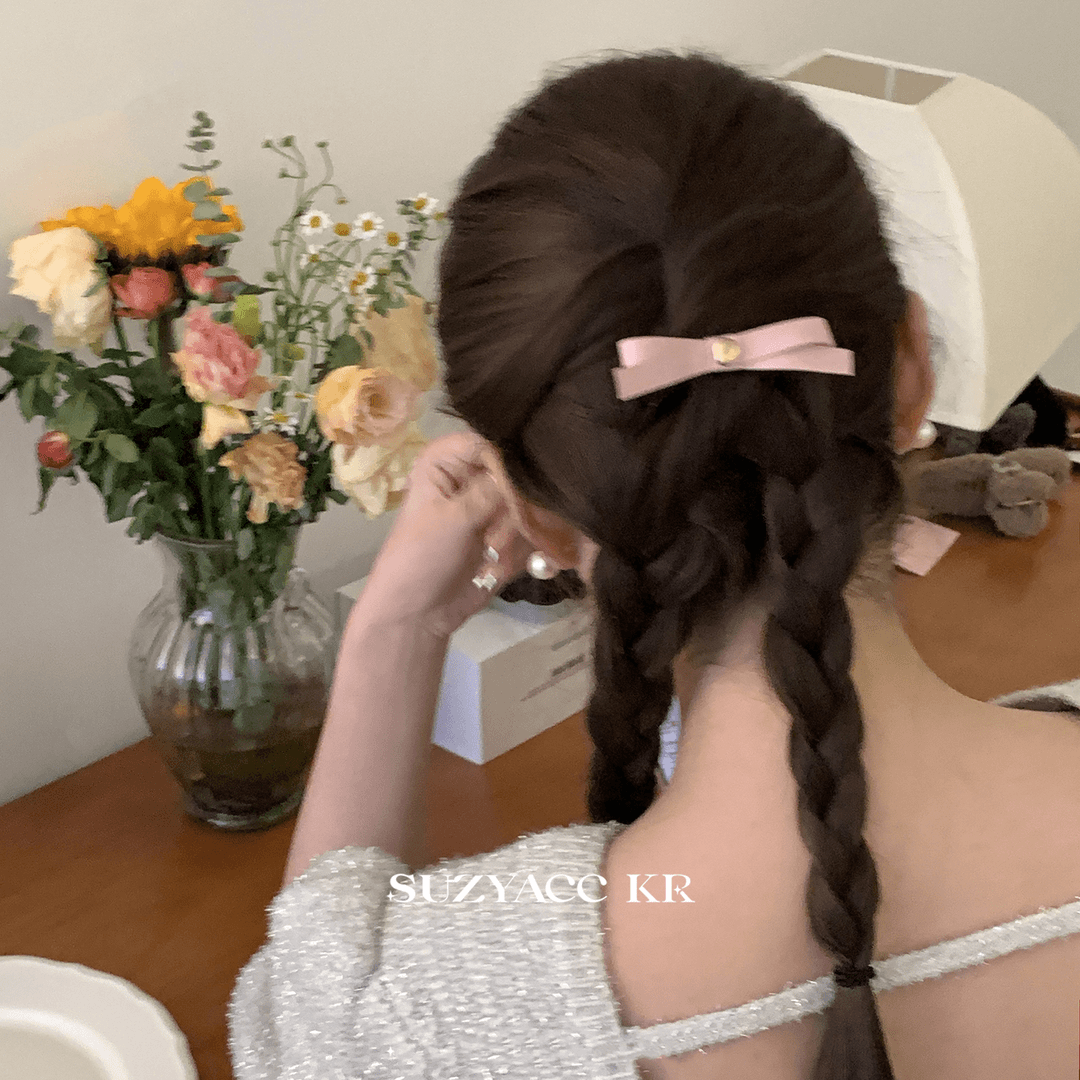 Suzyacc Kr法式复古少女丝带蝴蝶结发夹F3174