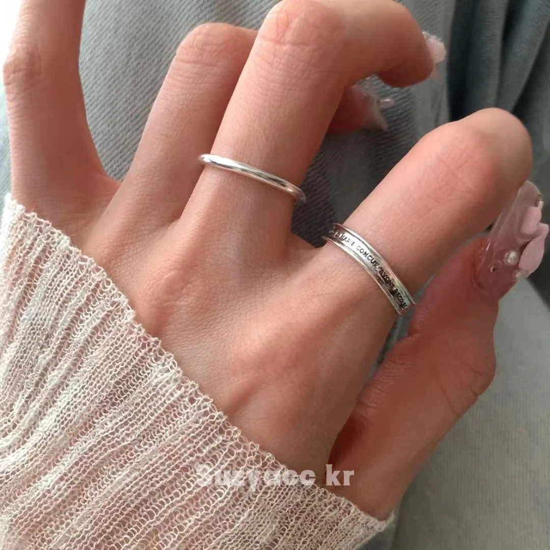 Suzyacc Kr 925银戒指 情侣对戒小众简约百搭戒指DJ0040