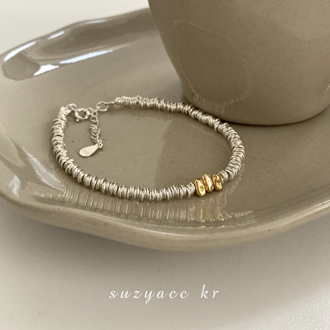 Suzyacc Kr 925银手链 【奶酪盘缠】小众气质精致碎银手链C2042