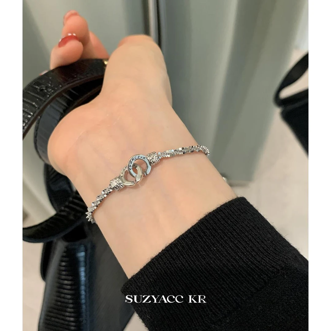 Suzyacc Kr 925银手链 【波光粼粼】设计感环环相扣百搭手链DC0122