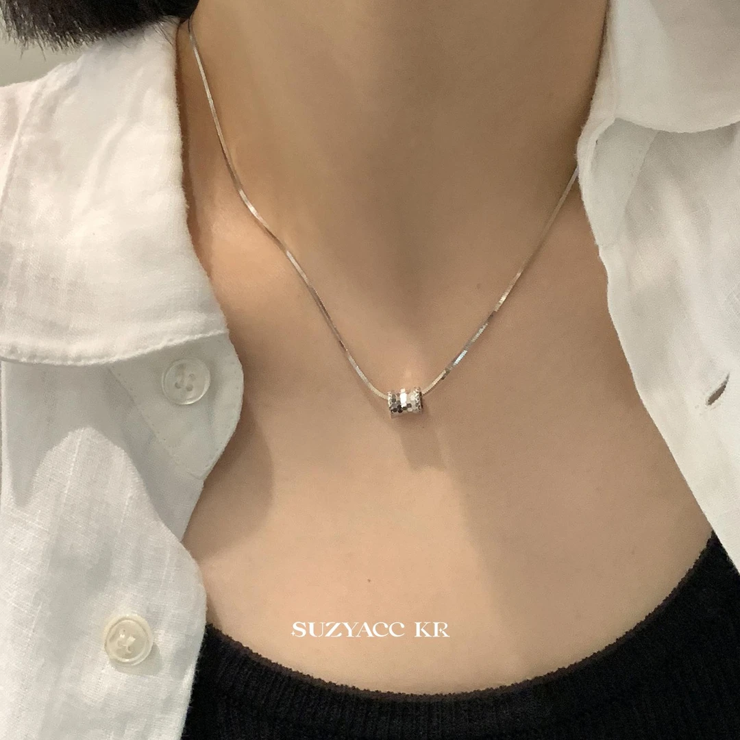 Suzyacc Kr 坠链均925银 小蛮腰蛇骨链爆闪路路通纯银项链 DX0131