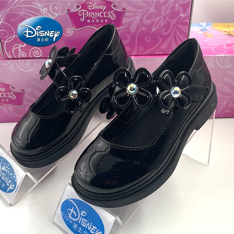 迪士尼 儿童皮鞋女童时尚太阳花玛丽珍鞋1055
