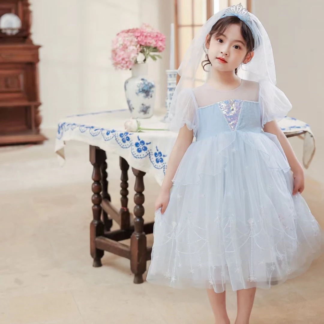 开心嘟嘟女童礼服连衣裙儿童生日蓬蓬纱公主裙晚礼服
