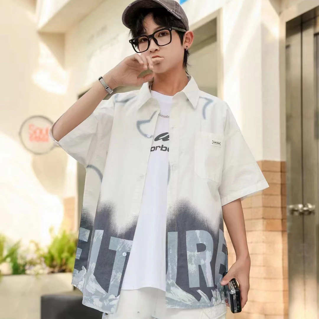 舒尔杰坎肩衬衣两件套男孩夏季新款时尚帅气两件套