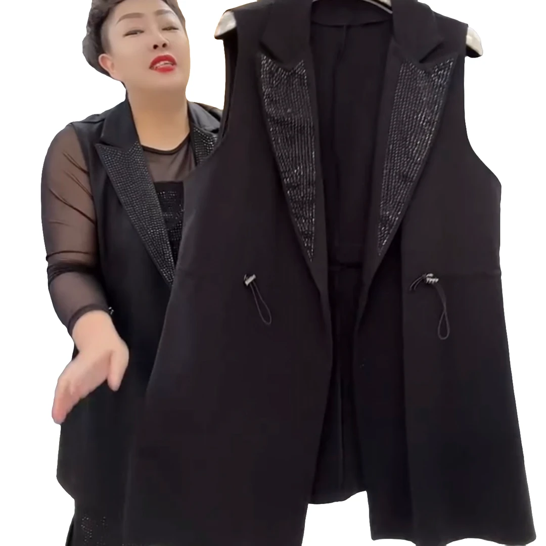 5112新款大码显瘦百搭翻领西服领马夹