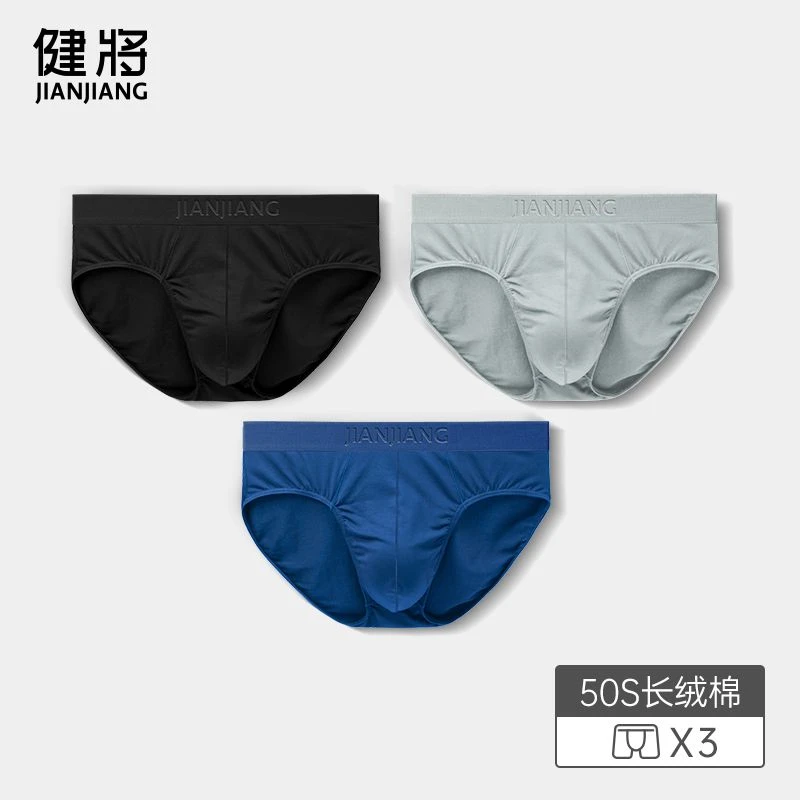 健将男士长绒棉三角内裤秋冬大码舒适透气抗菌裆青少年运动三角裤