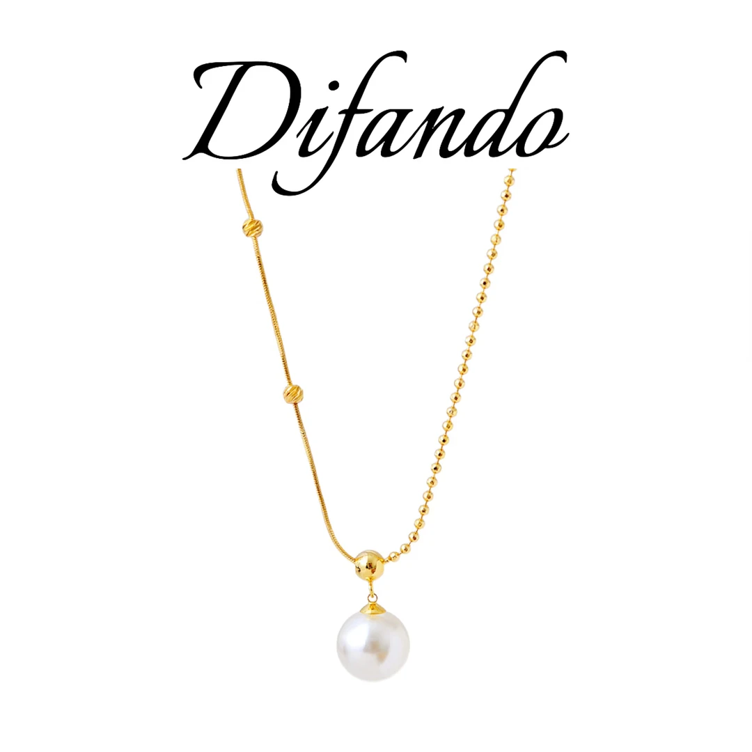 铜合金项链 DIFANDO法式轻奢大颗珠珠项链X067