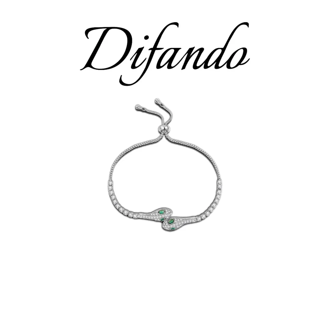 铜合金合成锆石手链 DIFANDO轻奢高级感碧眼双蛇满镶小众手链S020