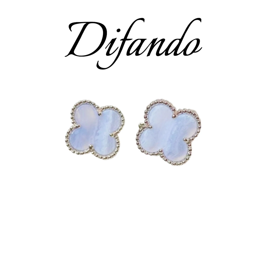 铜合金莫桑石耳饰 DIFANDO轻奢高级紫色四花耳钉E064