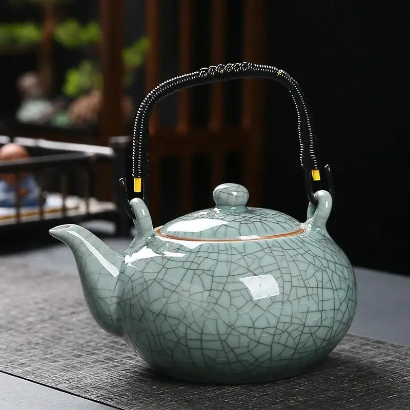哥窑提梁泡茶壶窑变大容量中式酒店汝窑凉水壶家用带过滤网单壶