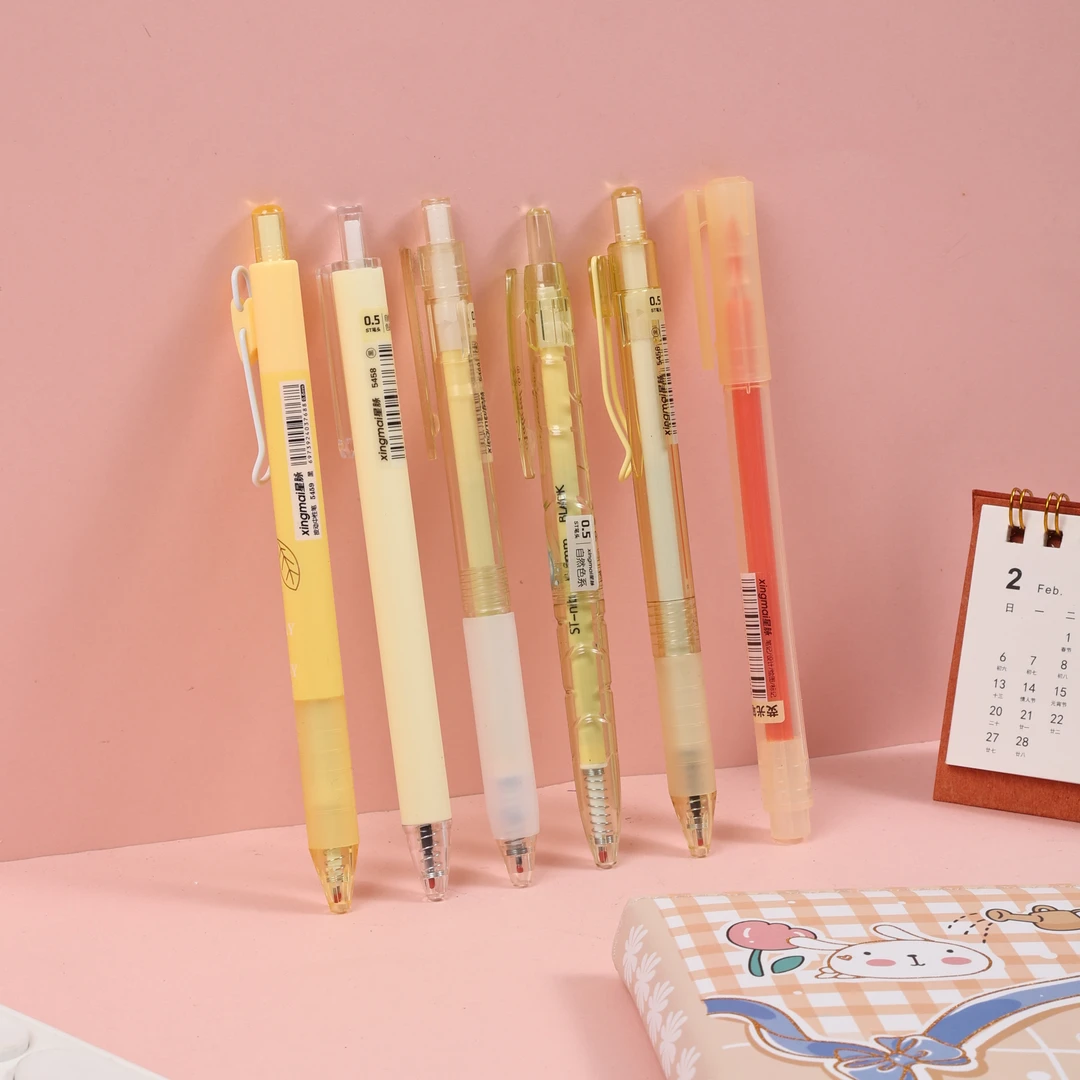 【小脉直播专属】色系笔刷题黑色高颜值ins风速干按动中性笔耐用
