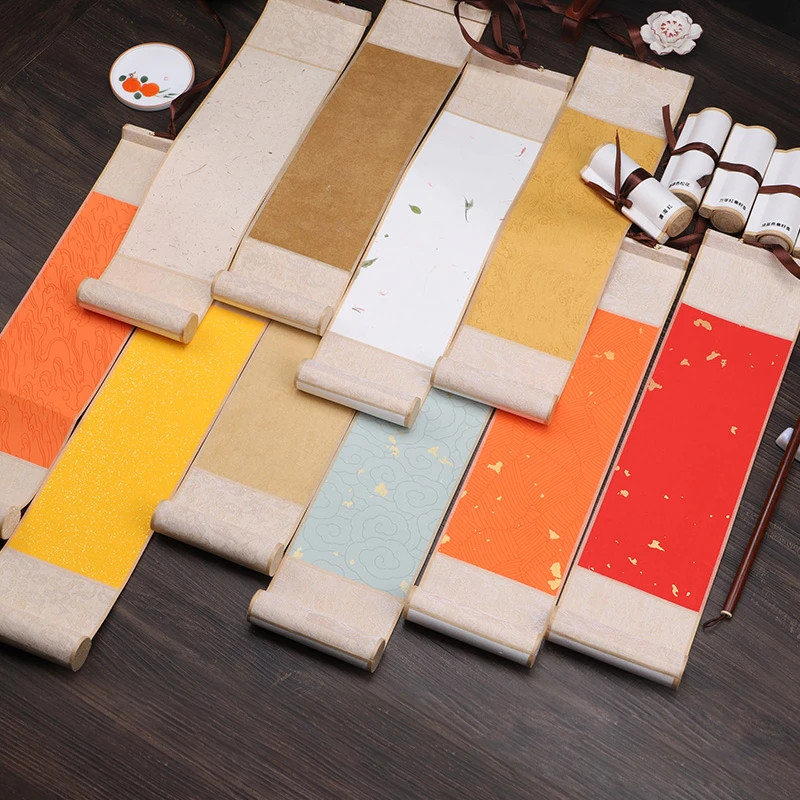 曹楠迷你空白画轴书法小卷轴半生半熟蜡染宣纸手卷便携款免裱立轴