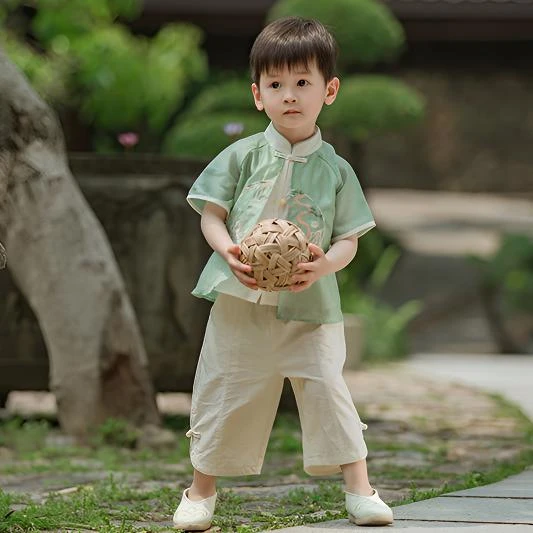 学生中式汉服夏季新款2024中国短袖古风古装演出民国唐装民族风