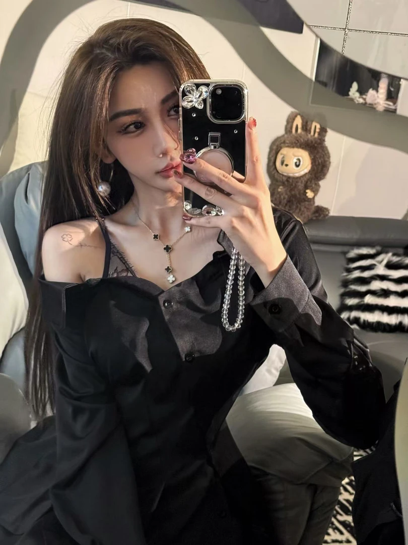 性感纯欲小腰精！就爱露肩穿！小心机蕾丝巨显瘦衬衫！